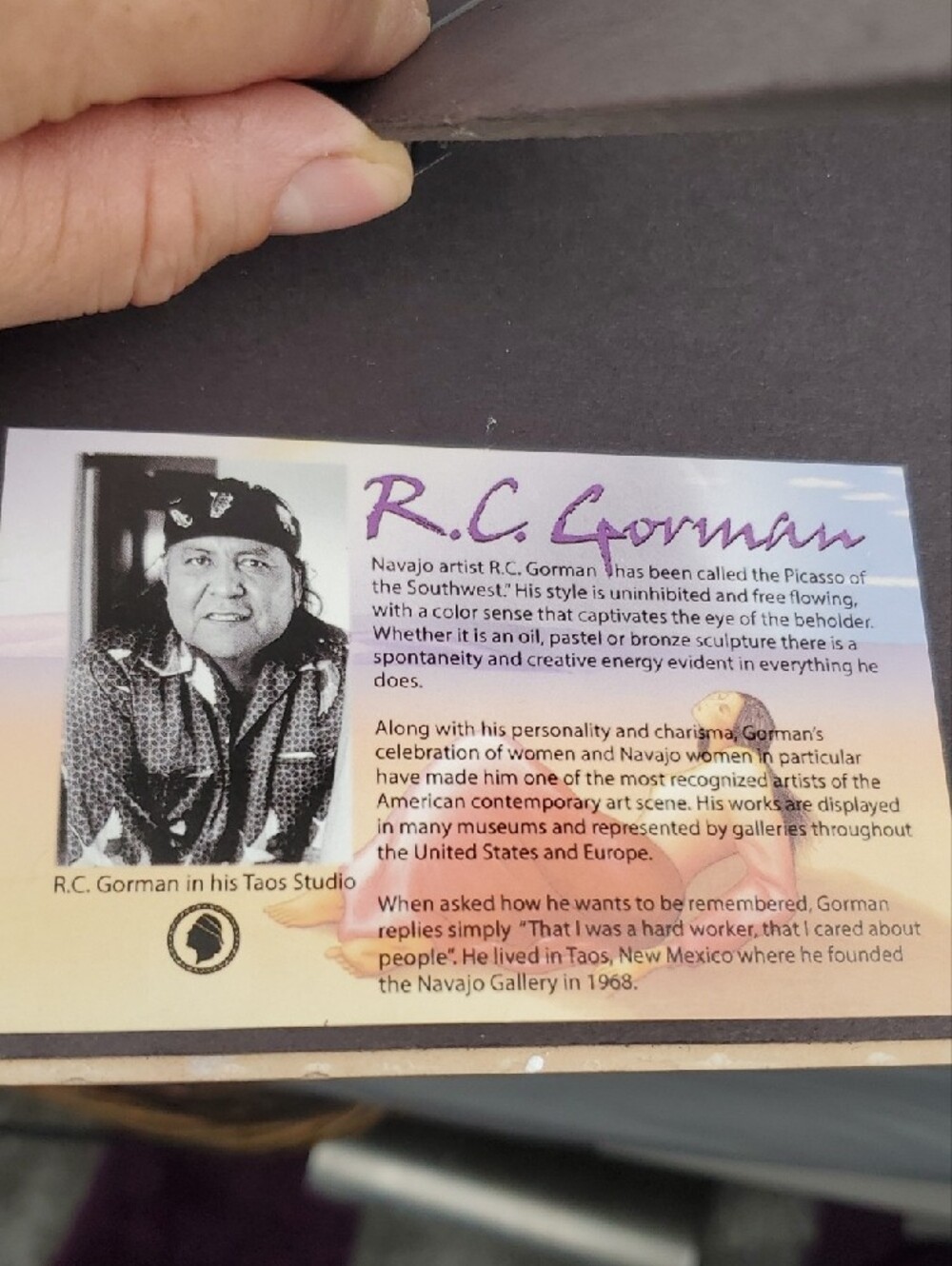 RC Gorman - Ceramic Tile Signed Art New Mexico American Indian Woman - Picture 2 of 7
